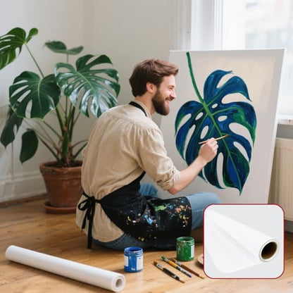 Canvas for Painting,36 Inch x 20 Feet Canvas Blank Oil Painting Paper Roll | 100% Cotton,White,Double Primed,Acrylic, Pouring Watercolor,Oil Painting - size: 36 Inch x 20 Feet