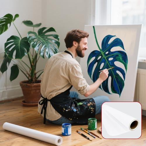 Canvas for Painting,24 Inch x 20 Feet Canvas Blank Oil Painting Paper Roll | 100% Cotton,White,Double Primed,Acrylic, Pouring Watercolor,Oil Painting - size: 24 Inch x 20 Feet