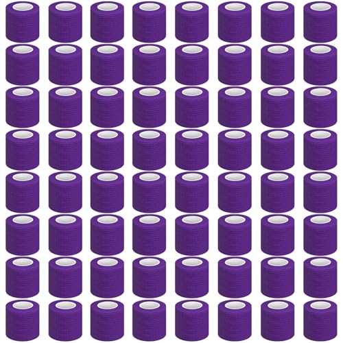 Treela 64 Pack 2" X 5 Yards Self Adhesive Bandage Wrap Dark Purple | Cohesive Flexible Wrap for Wrist Ankle Fingers, Breathable Sports Tape, Self Adherent Rolls for Pets Vet, Coban Style - color: Dark Purple, size: 2 Inch X 5 Yard