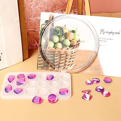 KuuGuu 4 PCS Gemstone Silicone Mold Clear Resin Molds Jewelry Casting Molds for Making DIY Crafting, Earring, Pendant, Studs Jewelry Epoxy Crafting Projects