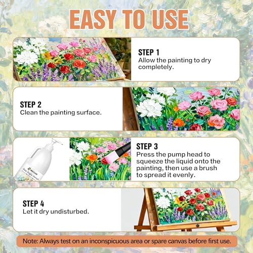 Gloss Acrylic Varnish with Pump, High Gloss Clear Sealer for Acrylic Paintings, Quick-Dry Water-Based Non-Toxic, UV & Yellowing Protection, Multi-Surface with Bonus Brush (250 ml) - size: 250 ml