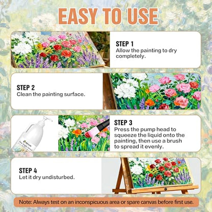 Gloss Acrylic Varnish with Pump, High Gloss Clear Sealer for Acrylic Paintings, Quick-Dry Water-Based Non-Toxic, UV & Yellowing Protection, Multi-Surface with Bonus Brush (250 ml) - size: 250 ml