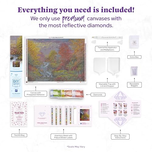 DIAMOND ART CLUB Golden Cabin Dreams Diamond Art Kits for Adults | Premium Diamond Painting Kit, Fun DIY Crafts for Adults, Square Diamond Art Canvas, 14.7" x 12.3" (37.3 x 31.1 cm) - color: Golden Cabin Dreams