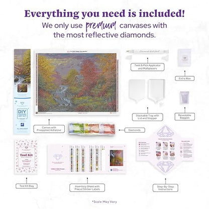 DIAMOND ART CLUB Golden Cabin Dreams Diamond Art Kits for Adults | Premium Diamond Painting Kit, Fun DIY Crafts for Adults, Square Diamond Art Canvas, 14.7" x 12.3" (37.3 x 31.1 cm) - color: Golden Cabin Dreams