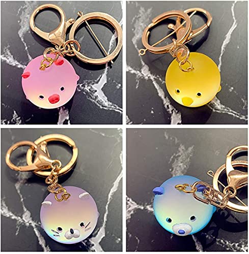 Silicone Resin Molds for Jewelry Keychain Pendent Necklace, Cute Animal Orbs Piglet Chicken Bear Shape Ornaments Casting Molds for UV Resin Crafts, DIY Jewelry Making (Mirror & Matt) (1pc) - size: 2 in 1 Animal