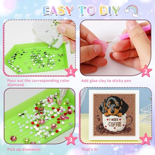 Dog Diamond Art Painting Kits for Kids with Frame Ages 4-8-12 (7x7 inch) - color: CC1149
