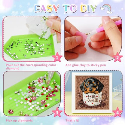 Dog Diamond Art Painting Kits for Kids with Frame Ages 4-8-12 (7x7 inch) - color: CC1149