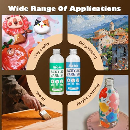 Sovol 480ml Air Dry Clay Glaze with Tools, Gloss & Matte Clay Varnish | Avoid Clay Wear, Cracking, Scratches for Air Dry Clay Polymer Clay Resin Crete Pottery Acrylic Paint