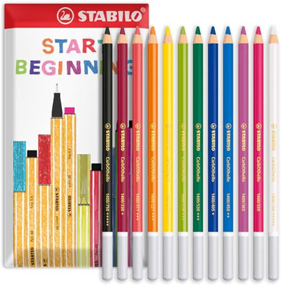 STABILO Chalk-Pastel Pencil CarbOthello - Pack of 12 - Essential Tones