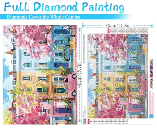 MRMIOOM 5D Diamond Art Kits for Adults, DIY Spring Streets Diamond Painting Dots Kits for Adults Beginner, City Scene Full Round Gem Crystal Art for Home Wall Decor 12x 16 in - color: D024-US