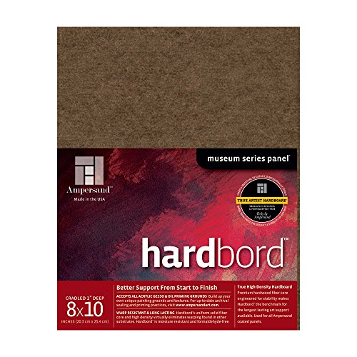 Ampersand Art Supply Hardboard Wood Painting Panel: Museum Series Hardbord, 8" x 10", 2 Inch Cradled Profile - color: 2 Inch Cradled Profile, size: 8" x 10"