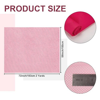59" x 72"(2 Yards) Rose Pink Mesh Fabric | Slightly Stretchy for Sewing Projects, Backpack Pocket and Straps, Netting Clothes and Shopping Bag - color: Rose Pink