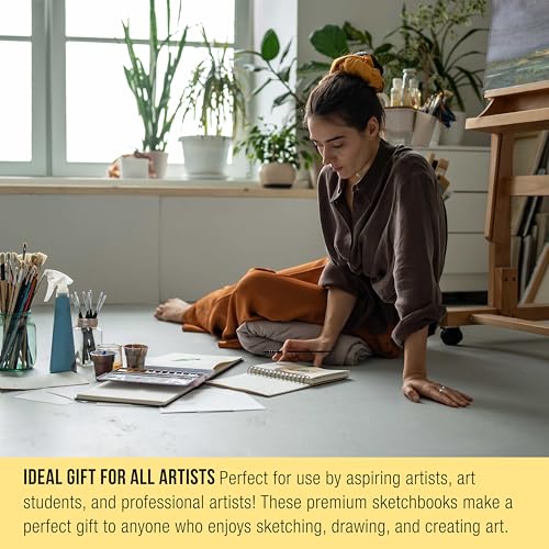 U.S. Art Supply 5.5" x 8.5" Premium Hardbound Sketch Book, 2 Pack, 80 Sheets Each, 70 lb (110gsm) - Hardcover Spiral Bound Artist Field, Small Sketch Pad, Acid-Free Drawing Pad - Adults, Students - size: 5.5-x-8.5-inch