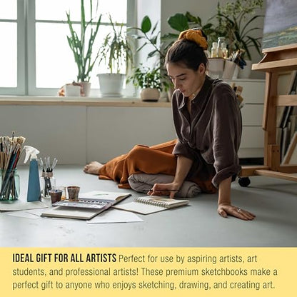 U.S. Art Supply 5.5" x 8.5" Premium Hardbound Sketch Book, 2 Pack, 80 Sheets Each, 70 lb (110gsm) - Hardcover Spiral Bound Artist Field, Small Sketch Pad, Acid-Free Drawing Pad - Adults, Students - size: 5.5-x-8.5-inch