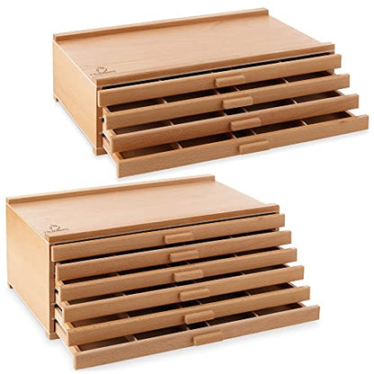 7 Elements 10 Drawer Wooden Artist Storage Supply Box for Pastels, Pencils, Pens, Markers, Brushes and Tools - size: 10-Drawer