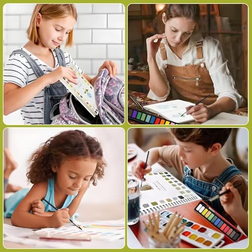 Watercolor Workbook for Adults & Beginners: 12 Colors Paint Set with Brush, Foldable Painting Kit for Winter– Ideal Gift(Winter) - color: Winter11
