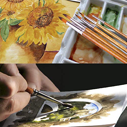 Watercolor Paint Brushes FENORKEY 12Pcs Round for Watercolor, Acrylic & Gouache