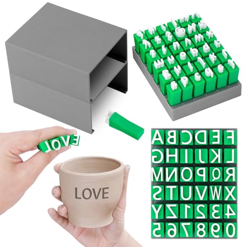 Meetory 2 PCS Alphabet Stamps for Clay Pottery, Letter Stamps, Clay Letter Stamps, Capital Letters and Number, Lowercase and Alphabet Symbols Small Press Fondant Embosser DIY Cookie Stamps