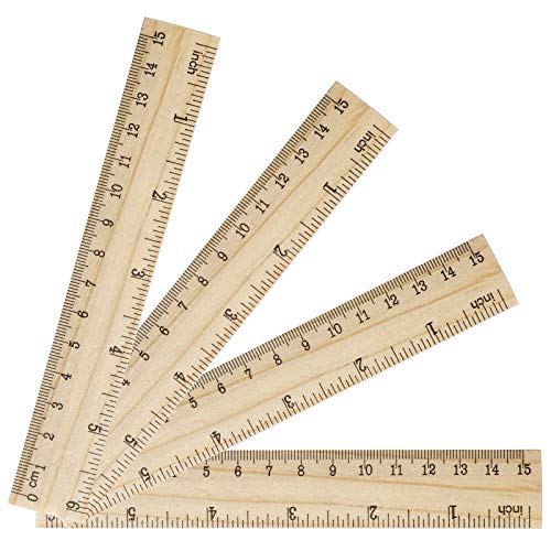 KINJOEK 144 Packs 6 Inch Wooden Rulers Bulk Double Sided Pine Wood School Small Ruler Measuring for Home, Student, Office Use, 2 Scale, 15 cm - size: 144 Packs 6 Inch
