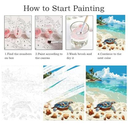 ZRIZQ Paint by Numbers Kit for Adults Beginner,Beach Landscape,16x20 | Full set with rich paints,wooden brushes,rolled canvas.Calming activity.Beginner friendly.Just open and paint. - color: 16"X20"Rolled Canvas-Landscape 15