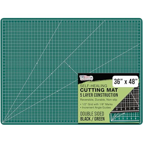 U.S. Art Supply 36"x48" Self-Healing Cutting Mat 5-Ply Green/Black | Double-Sided Green/Black Craft Mat, Non-Slip Cutting Mats for Crafts, Sewing, Quilting, Scrapbooking - color: Green/Black