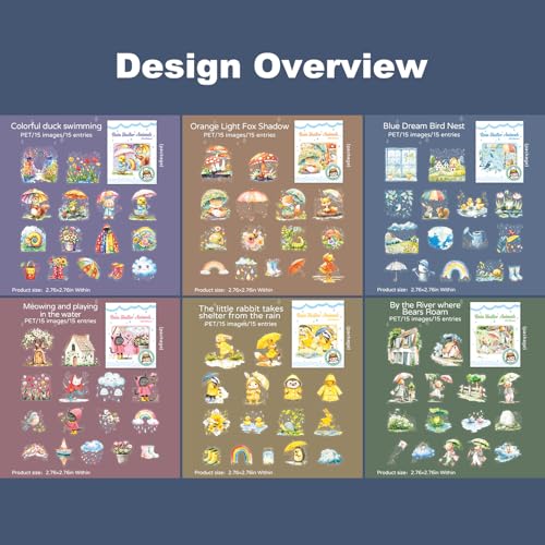 Rain Shelter Animals PET Stickers – 90PCS Whimsical Stickers with Watercolor Animal Designs for Scrapbook, Journal, DIY Crafts, Waterproof - color: Rainy Day Pals