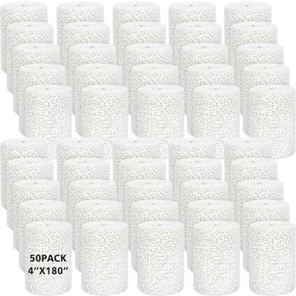 Preboun 50 Pack Plaster Cloth Gauze Bulk for Craft Art, 4 Inch x 180 Inch | Ideal Paper Mache Belly Casting Mask Making, Plaster Strips School Classroom Back to School Art Projects - size: 4 Inch X 180 Inch