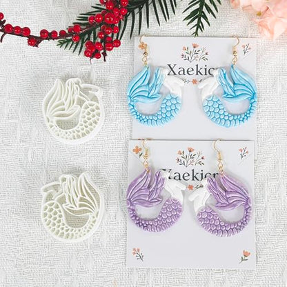 Xaekicr Dragon Mermaid Polymer Clay Cutters Set – Fantasy Clay Earring Cutters for DIY Jewelry Making – Polymer Clay Molds and Clay Tools - color: I color