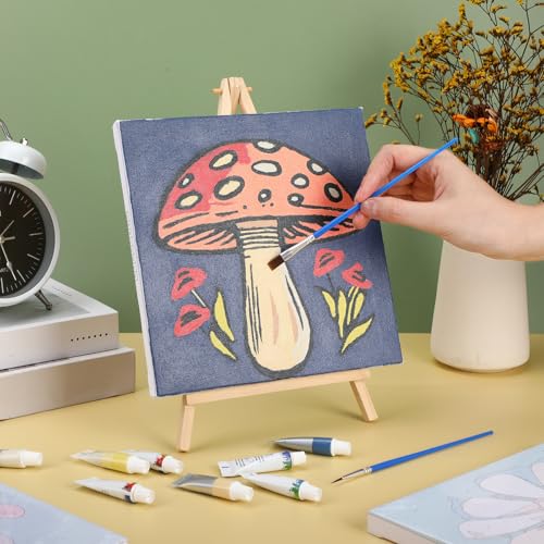 Nezyo 12 Sets Paint by Numbers with Frame for Adults, Canvas 8x8 Inch | Easy Acrylic Painting Kits for Beginners, Framed Art Canvases Ready to Hang, Party Classroom Activity Birthday Gifts - style: Plant