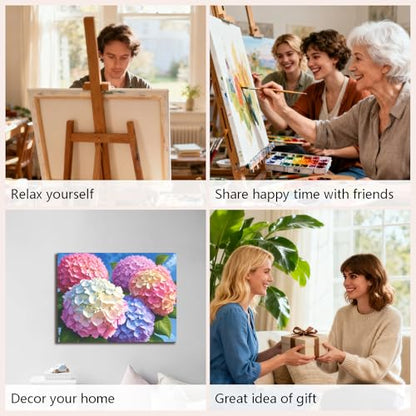 Muzagroo Paint by Numbers Oil Painting Kits for Adults DIY Hydrangea Flowers Oil Painting for Beginners Crafts Kits with Brushes and Acrylic Paints 16x20 inches (Hydrangea) - color: Hydrangea