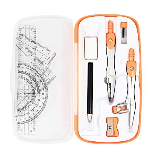 Vobou Math Geometry Sets 10 Pcs, Student Supplies Kit, for School (Orange) - color: Orange