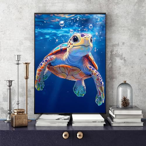 Sea Turtle Diamond Art Kits for Adults, Diamond Painting Kits for Adults | Turtle Diamond Art Kits for Adults Beginners Diamond Painting Kit, Full Drill Paint by Diamonds Gem Art Dots 12x16 Inch - color: Sea Turtle