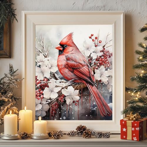 Reivworl Cardinal Paint by Numbers Kit for Adults, Cardinal Paint by Number Kits on Canvas, Acrylic Painting by Numbers for Gifts and Home Decor 16x20 Inch - color: 09-Cardinal, size: Without Frame