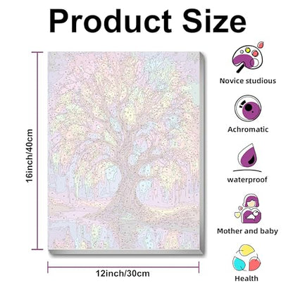 Ausanrl Tree of Life Paint by Numbers with Frame Wooden Easel-Tree Paint by Number Adult,Paint by Numbers Framed Canvas,Adult Paint by Number Kits on Canvas Framed Gifts and Home Wall Decor 12x16inch - color: Tree of Life