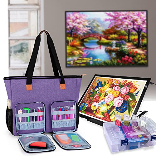 LUXJA Diamond Painting Carrying Case for A3 Light Pad, Purple - color: Purple