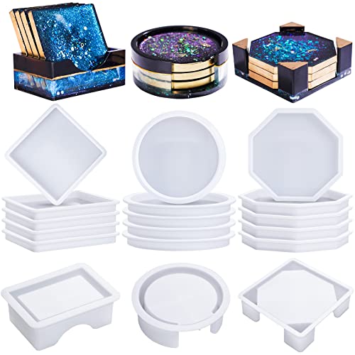 LET'S RESIN 18 Pcs Coaster Resin Molds Silicone, Coaster Molds - size: Thin Coaster