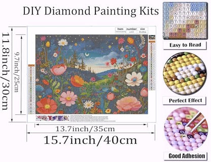 Yanfairy Wild Flowers Diamond Art Painting Kits for Adults, Full Drill Diamond Dots Paintings for Beginners, Round 5D Paint with Diamonds Pictures Gem Art Painting Kits DIY Crafts Kits 12x16inch - color: Wildflowers 2