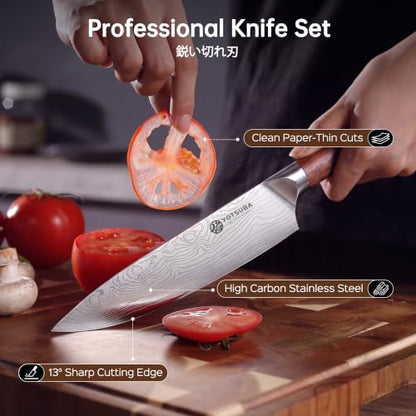 YOTSUBA 14 PCS Japanese Knife Set with Block and Sharpening Rod - style: 14PCS knife block set