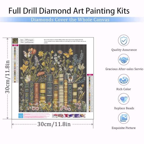EIBEILI Diamond Art Kits for Adults-Book Flower Diamond Painting Wall Art - color: Book