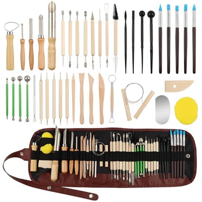 Clay Tools Kit, 42 PCS Pottery Tools Polymer Clay Sculpting Tools Kit, Ceramic Tools for Stippling, Pottery Craft, Dotting, Carving, Modeling, Shaping