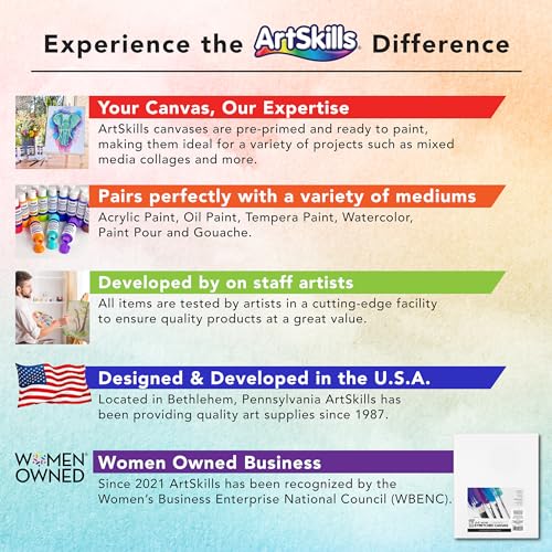 ArtSkills Stretched Canvas for Painting, 12x16 Canvas, 6-Pack Framed | Blank Canvas, Premium Wood Frame, Painting Supplies for Artists - size: 6-Pack 12x16