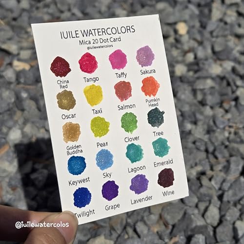 IUILE Handmade Watercolor Paints - Mica 20 Dot Card (20 colors). Metallic, Shiny, Shimmer - color: Mica 20 Dot