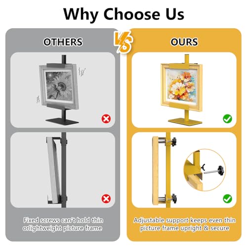 Tabletop Easel Stand Picture Easels for Display Up to 15.5" H Gold Picture Frame Stand Table Top Easel Metal Picture Easel for Photos, Painting, Artwork, Books (Base: 1.32 lbs) - size: 15.55 in