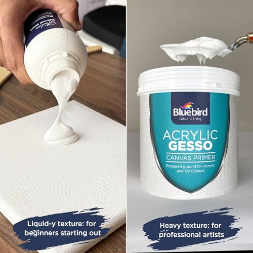 BLUEBIRD Studio Acrylic Gesso - 17 Fl Oz / 500ML Studio Acrylic Paint Tube - White 6.76 Fl Oz / 200ML