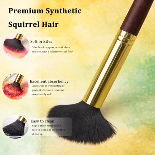 Watercolor Paint Brushes Professional, 11PCS Synthetic Squirrel Watercolor Brushes Set with Roller Case for Travel- Extended Point, Flat, Round Pointed, Cats Tongue, Dagger (11, Brown)