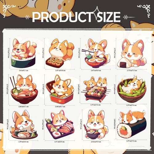 INCOK Corgi Refrigerator Diamond Art Magnets - 12 PCS Japanese Food Diamond Art Magnet Kit Cute Animal Gem Art Fridge Stickers Set Home Decor Birthday Festival Gift for Adults Beginners - color: food corgi