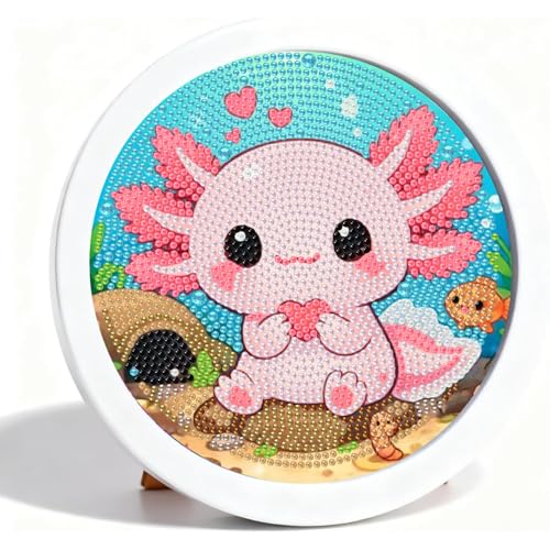 Arttoplus Axolotl Diamond Art Kits for Kids with Round Frame 8x8 inch - color: CC1126-US