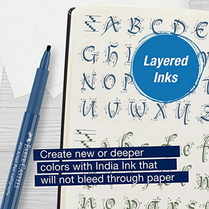 Faber-Castell Pitt Artist Calligraphy Pens | 6 India Ink Pens, 2.5 mm Chisel Tip | Multicolor Calligraphy Pen Set for Lettering, Journaling, Creative Writing & Hand Lettering Designs