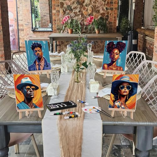 Ctosree 72 Pcs Couple Paint and Sip Kit for Adults 8'' x 10'' Pre Drawn Canvas for Painting DIY Pre Printed Canvas for Party Favor Acrylic Painting Kit Wood Easel Brushes Date Night Bulk - style: Couple