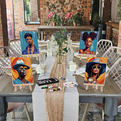 Ctosree 72 Pcs Couple Paint and Sip Kit for Adults 8'' x 10'' Pre Drawn Canvas for Painting DIY Pre Printed Canvas for Party Favor Acrylic Painting Kit Wood Easel Brushes Date Night Bulk - style: Couple